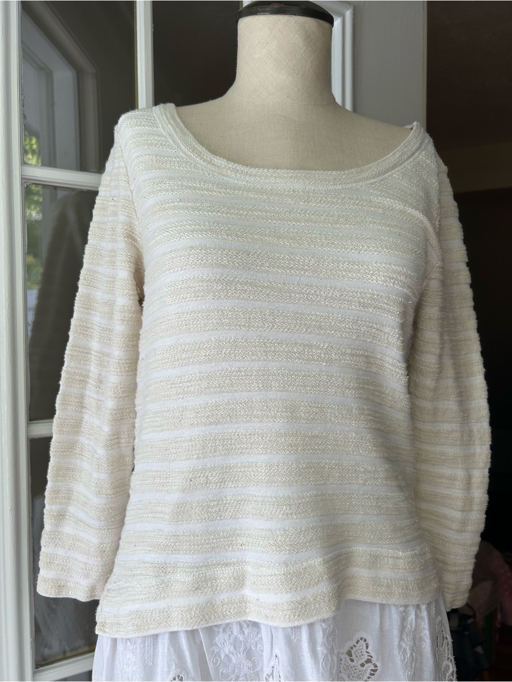 Anthropologie Sunday in Brooklyn East Falls lace tunic top cream/white small - Picture 2 of 10